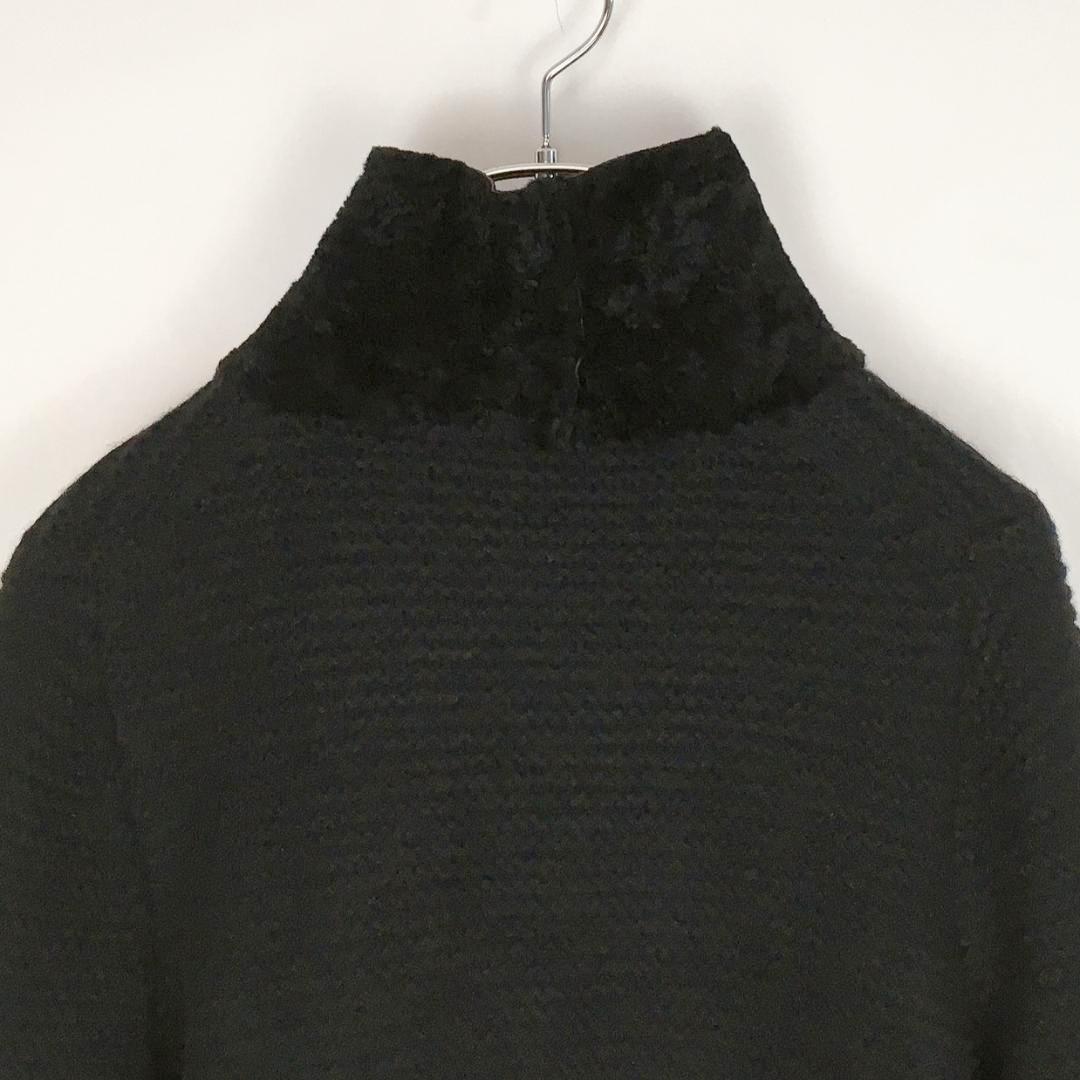 【新品タグ付き】 ヨシエイナバ カシミヤ混ウール ニットロングコート 黒