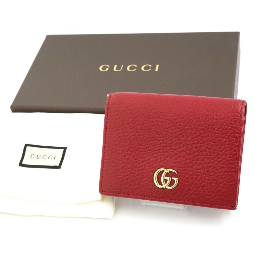 ✨新品未使用✨　GUCCI ミニ財布　マーモント　GGロゴ 二つ折り　レッド