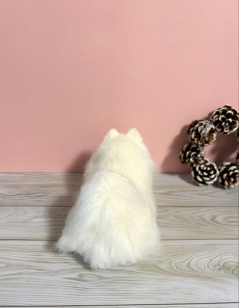 羊毛フェルト　羊毛犬　ふわもこポメラニアン　白ポメ　no.35