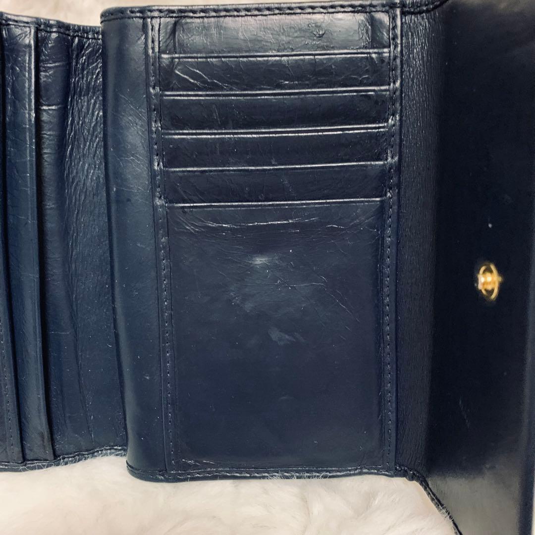 MIU MIU マテラッセ 三つ折り財布 L字ファスナー 紺　ネイビー