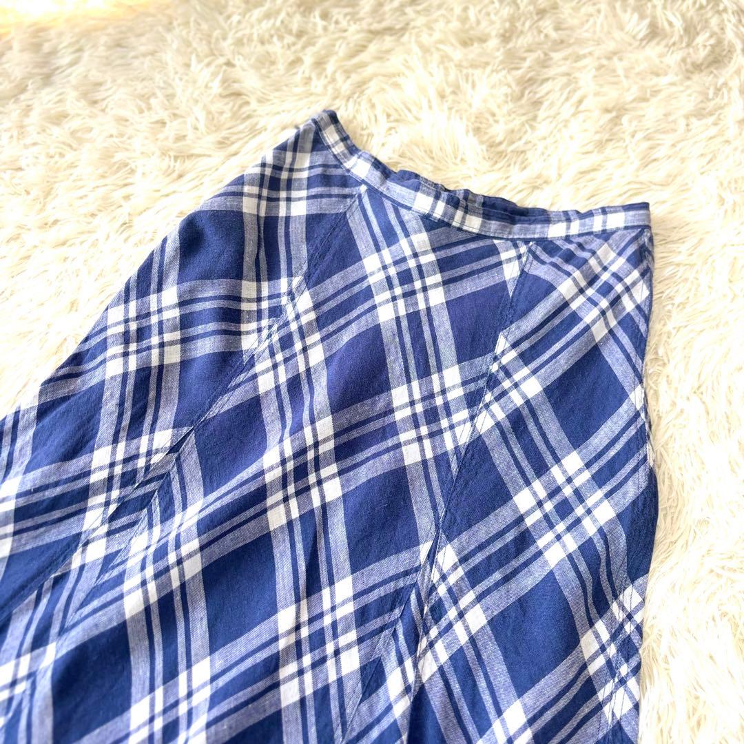 ラルフローレン　リネン　チェック　ロングスカート　マキシ丈　近年モデル