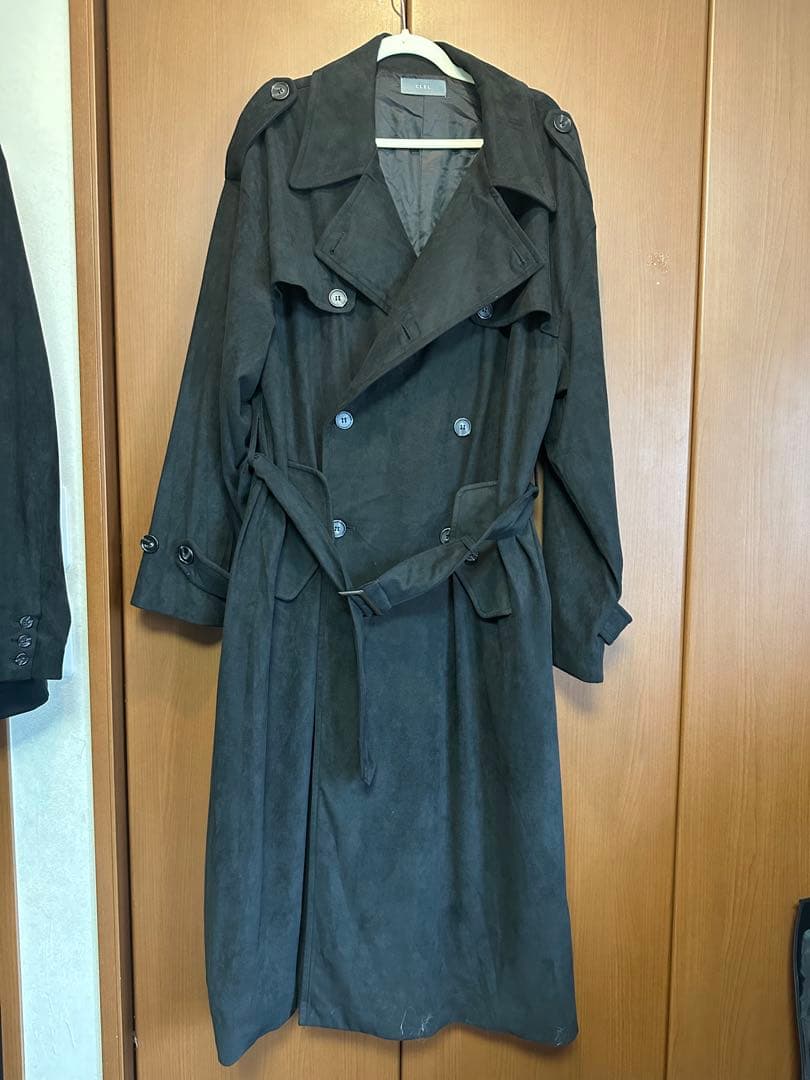 clel ダブルテックフェード トレンチ コート ブラック L