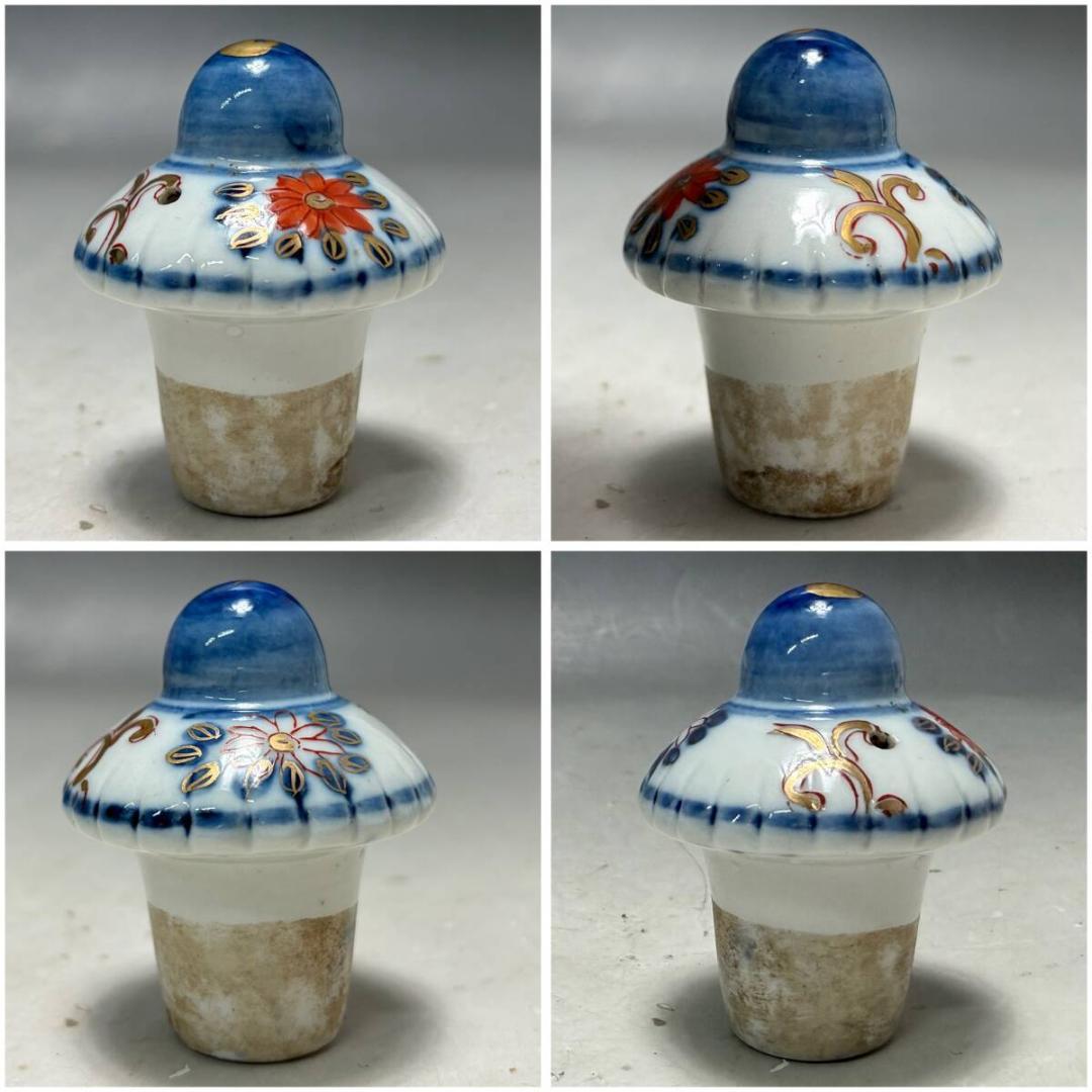 古伊万里　金襴手　花籠に草花鳥虫文　角形水注 輸出伊万里磁器