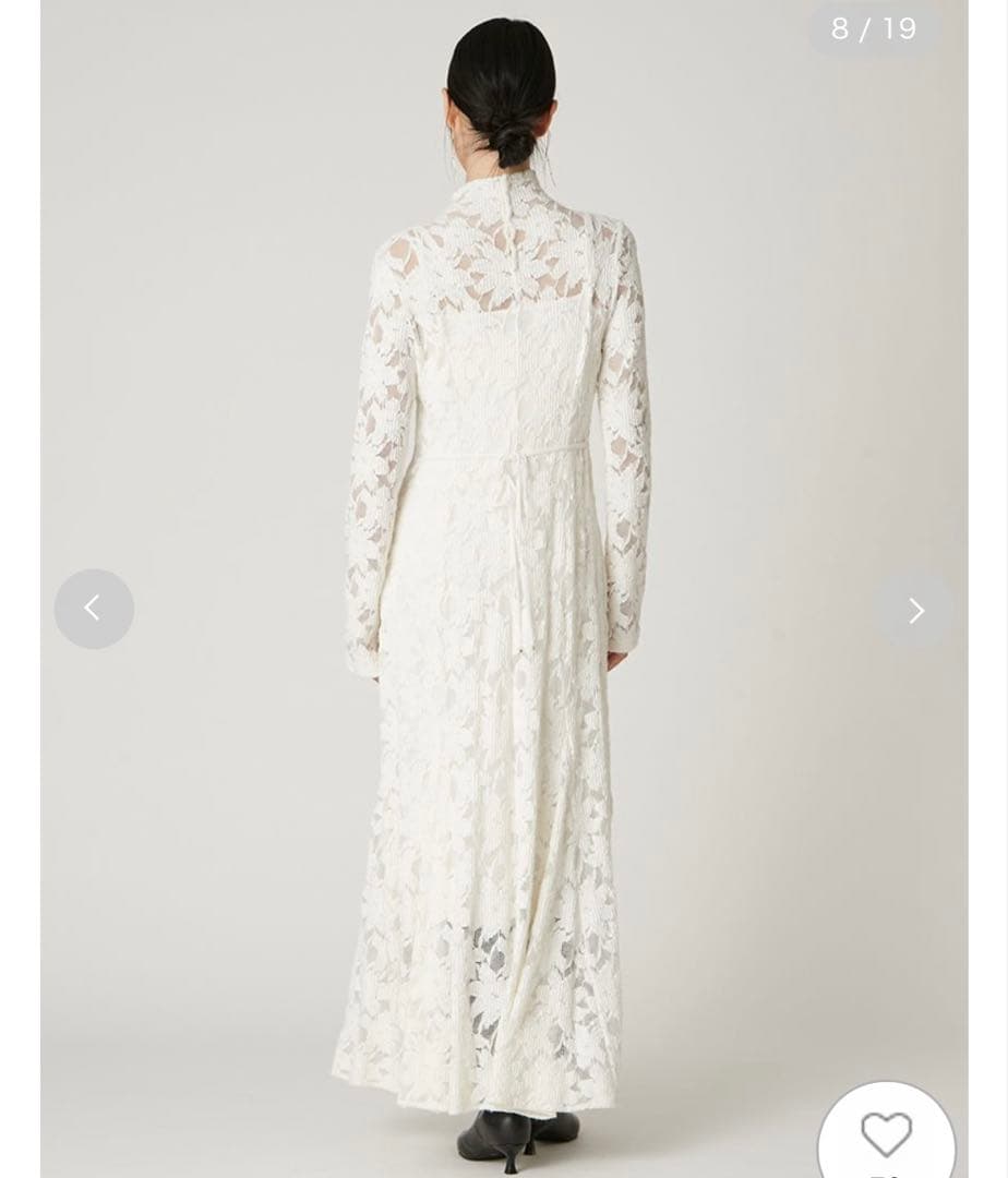 フラワーストレッチレースワンピース　WHT/0サイズ