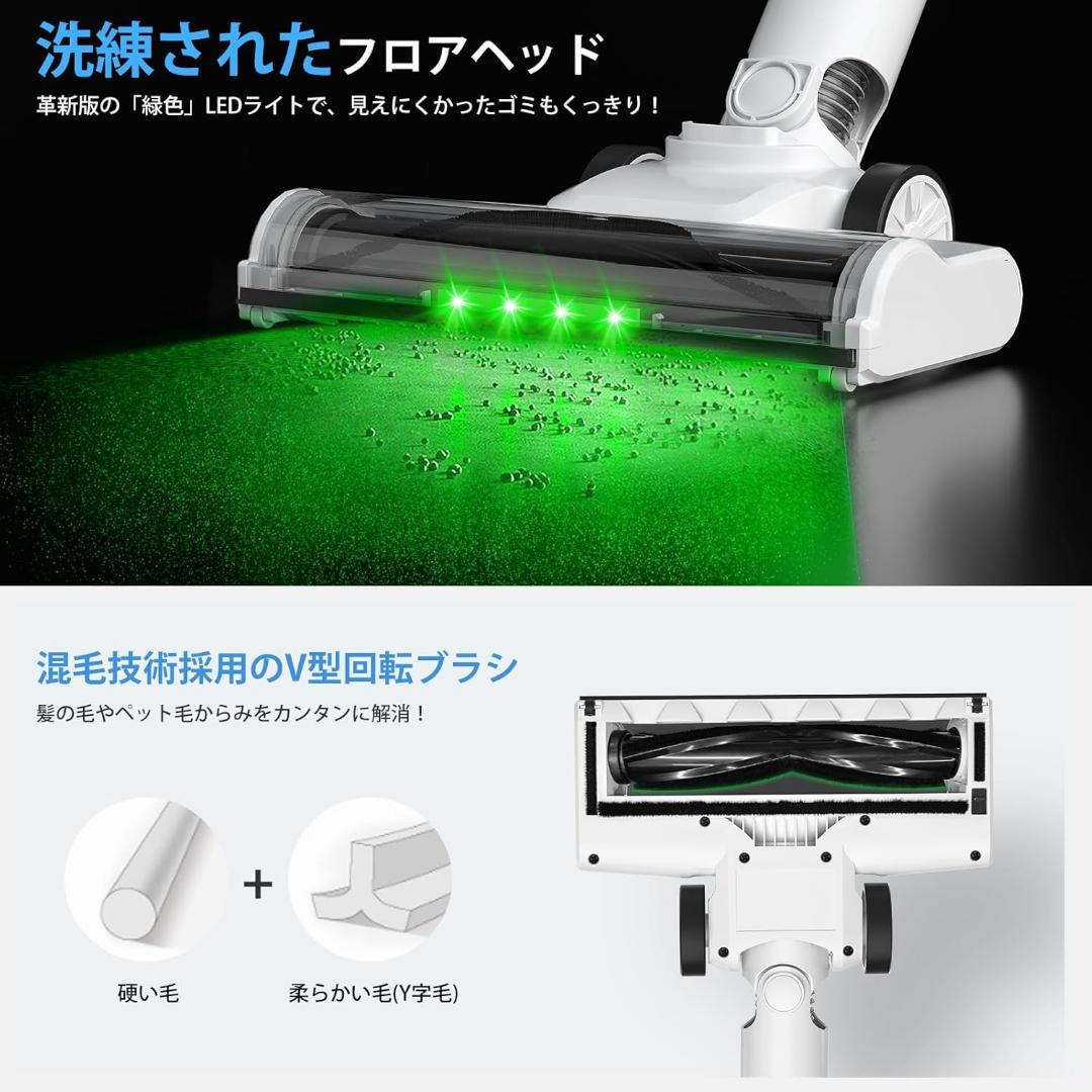 掃除機❣️コードレス 68000Pa圧倒的吸引 自立式 サイクロン LEDライト