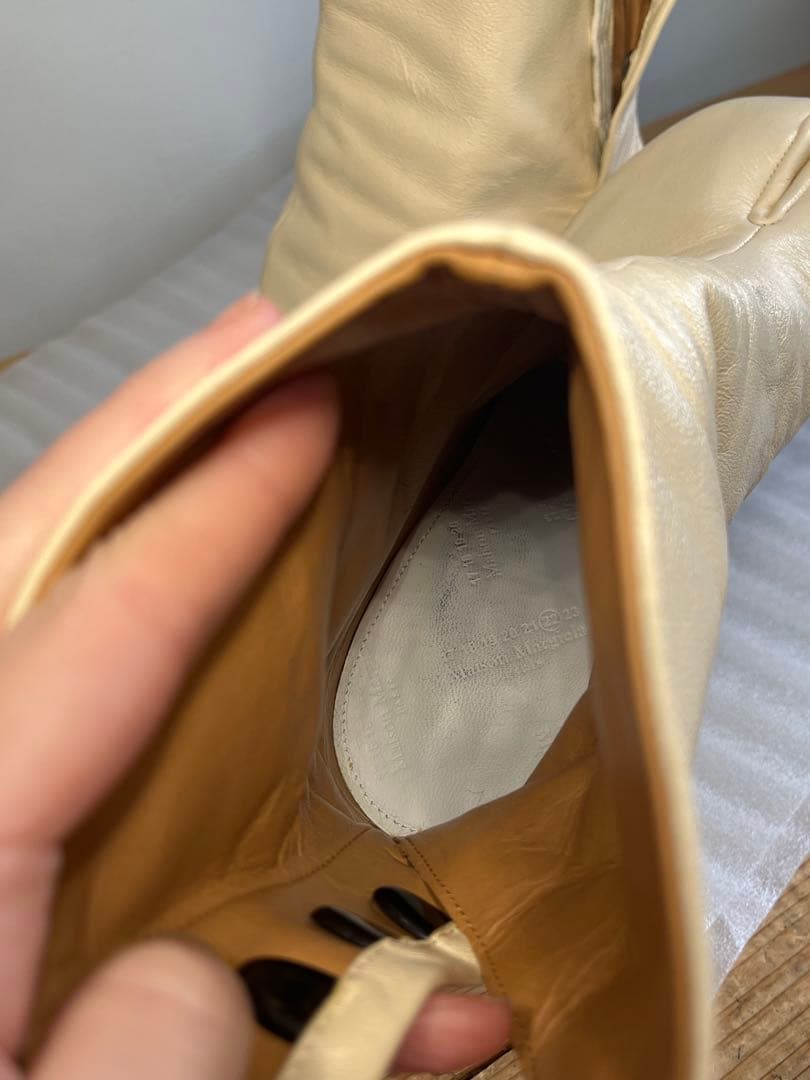 tabi boots ヴィンテージレザー　ホワイト35 22cm 裏張り済