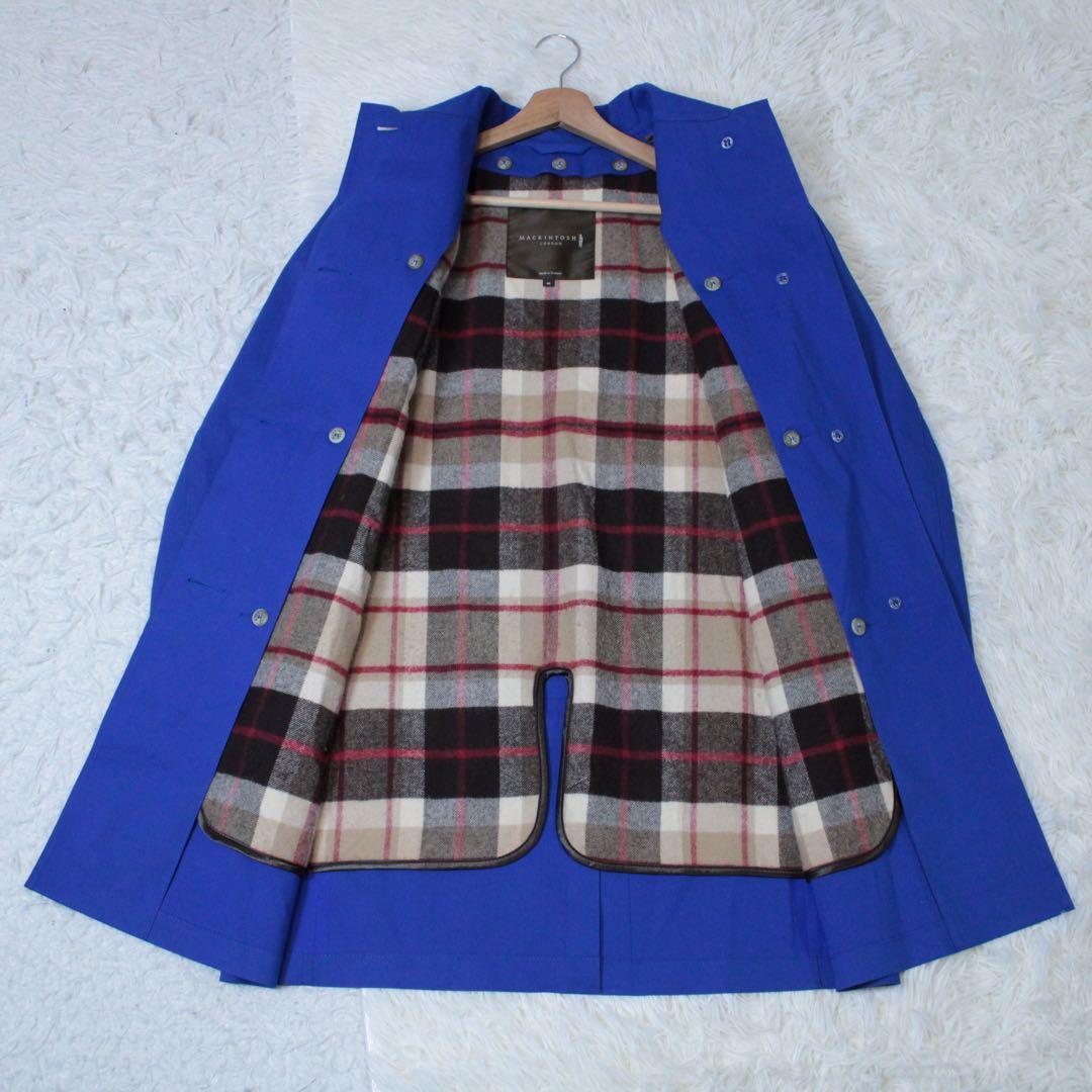 新品 MACKINTOSH ライナー付 ゴム引き ステンカラーコート 青 36