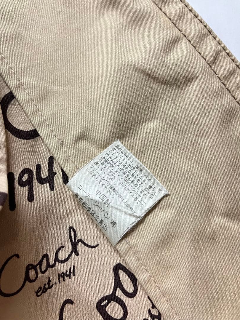 良好 COACH コーチ 裏地総柄 ターンロックコットン ステンカラーコート 2