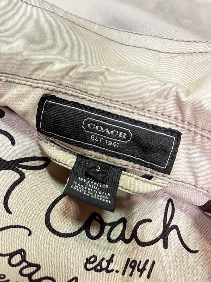 良好 COACH コーチ 裏地総柄 ターンロックコットン ステンカラーコート 2