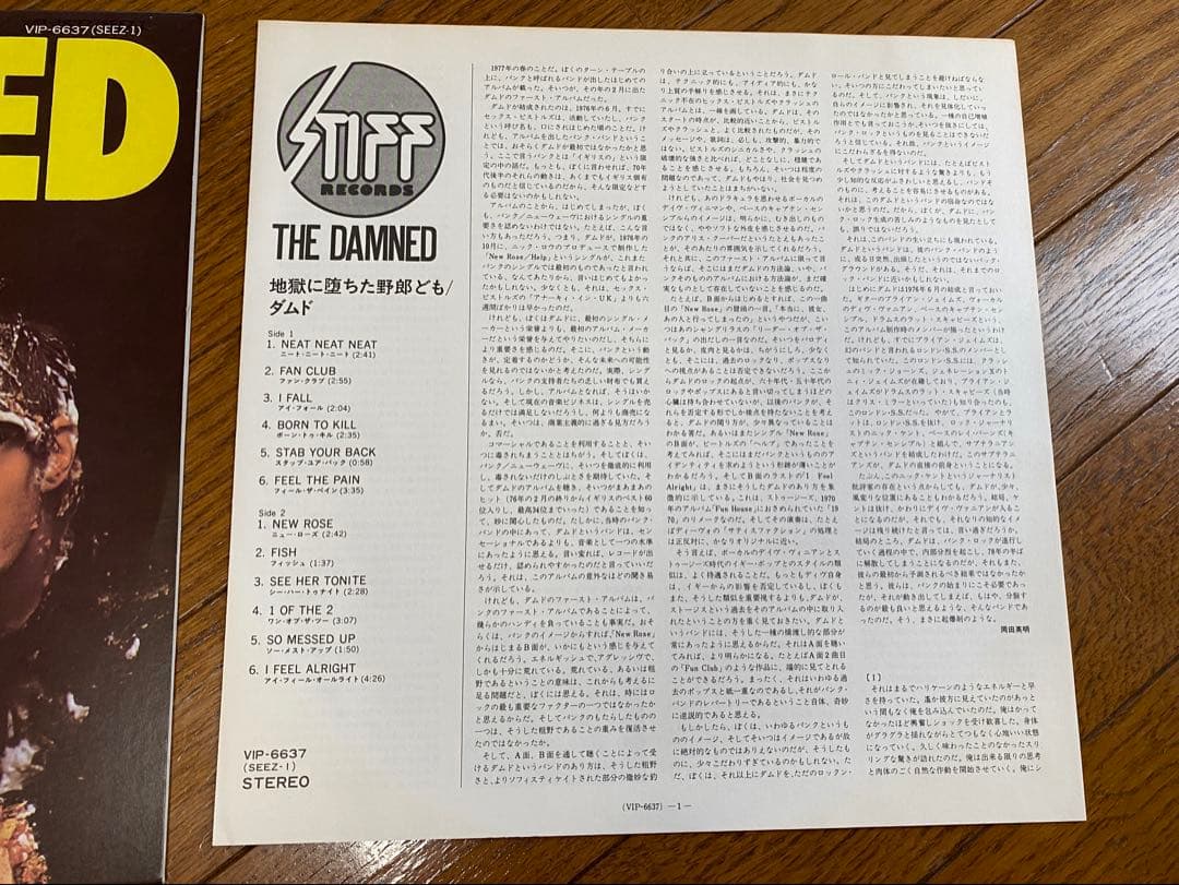 THE DAMNED ダムド 地獄に堕ちた野郎ども LP 国内版 美品