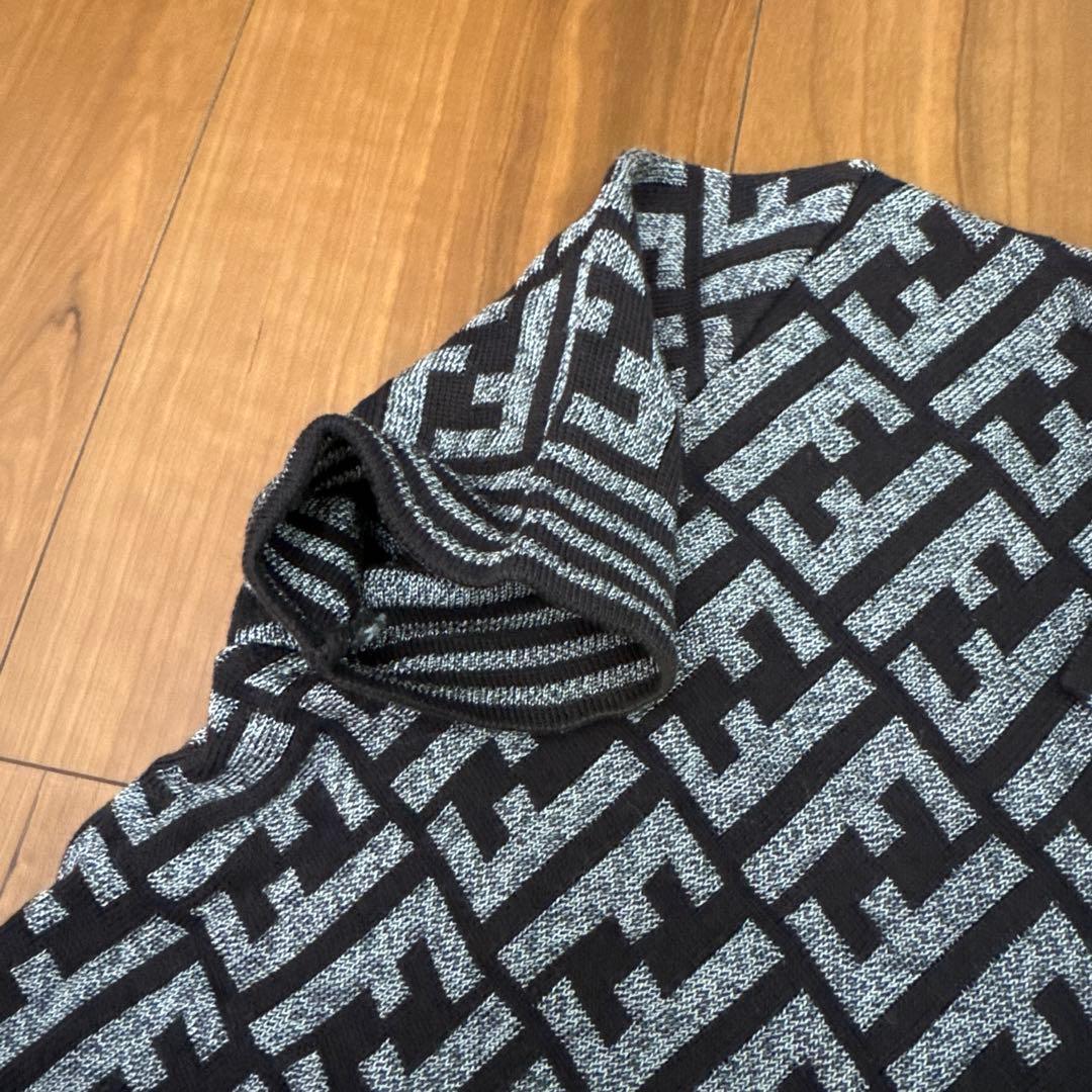 FENDI フェンディ ズッカ柄 ニット 半袖 ポロシャツ レディース 42