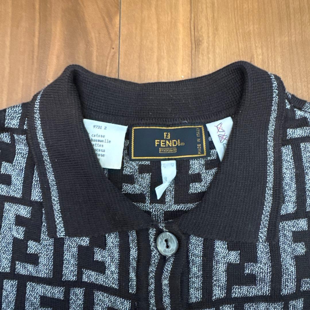 FENDI フェンディ ズッカ柄 ニット 半袖 ポロシャツ レディース 42