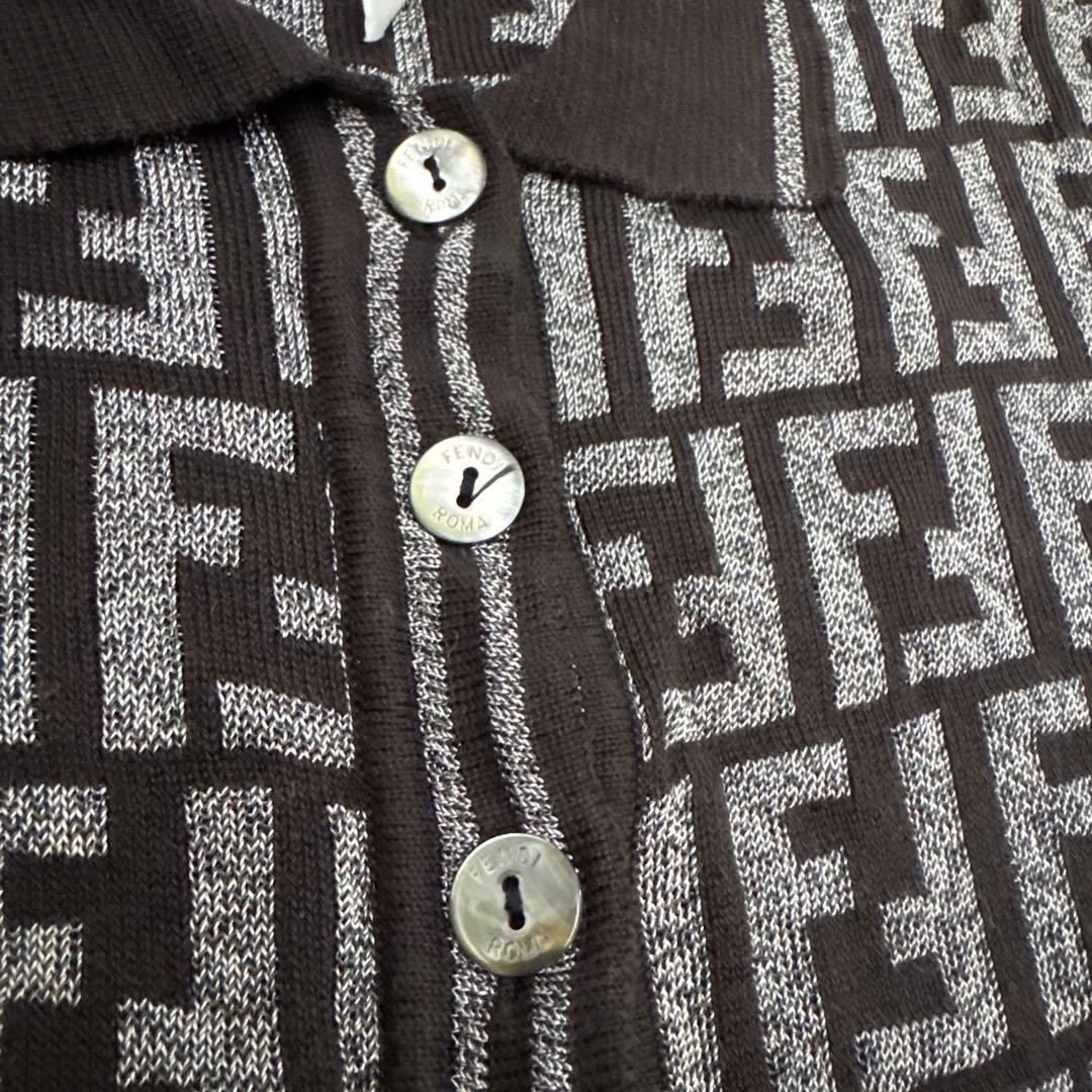 FENDI フェンディ ズッカ柄 ニット 半袖 ポロシャツ レディース 42