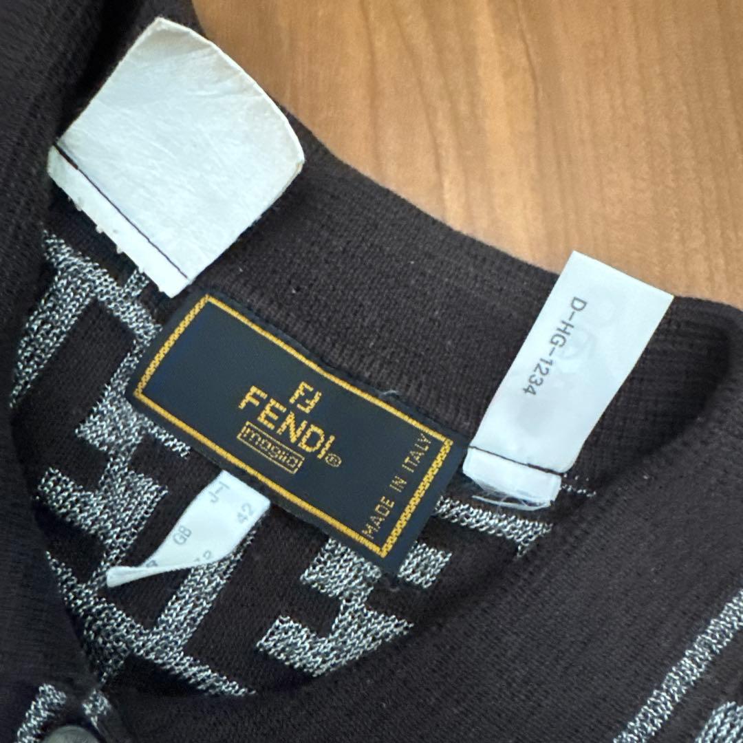 FENDI フェンディ ズッカ柄 ニット 半袖 ポロシャツ レディース 42