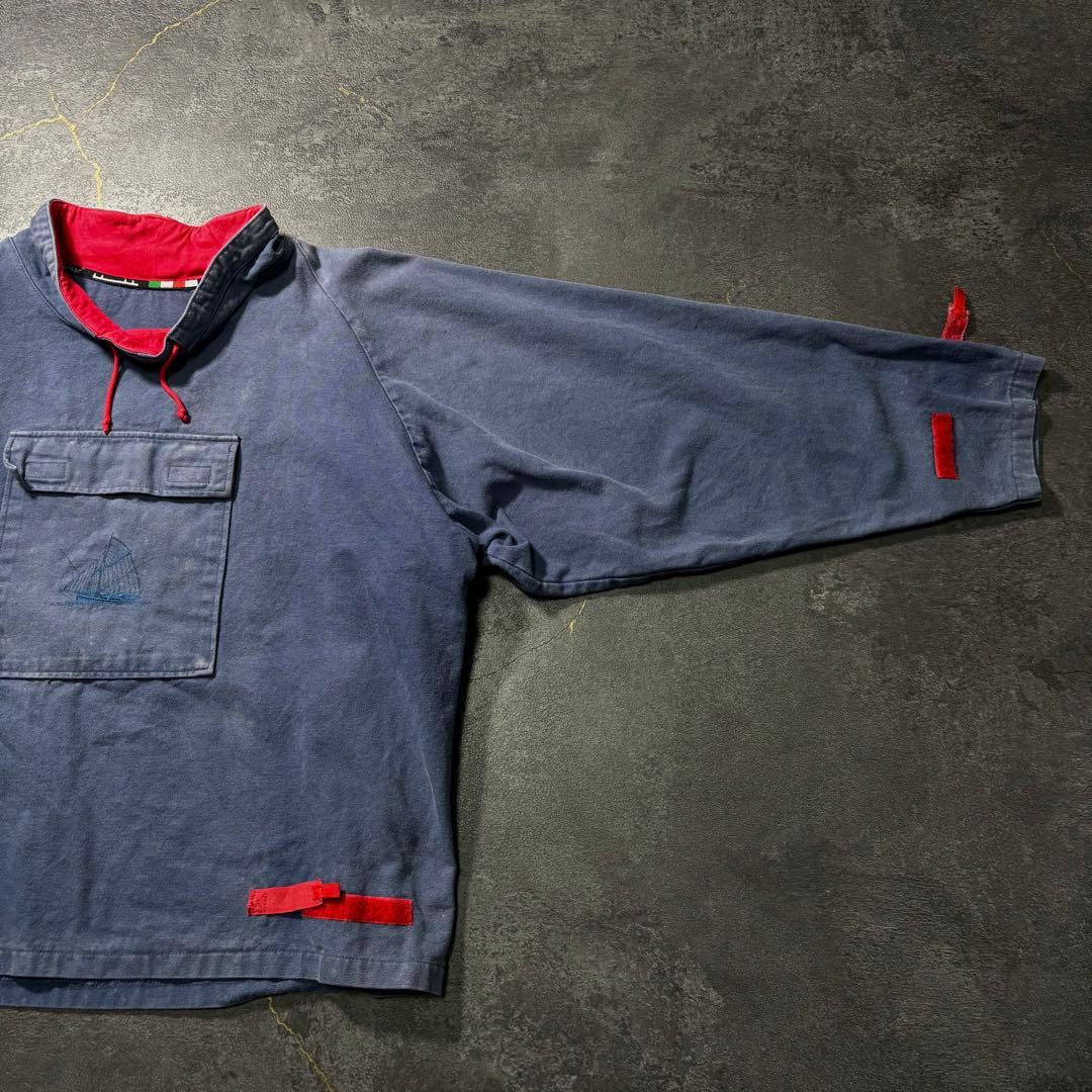 GAST様80s フィッシャーマンスモック紺ネイビーダック地ユーロヴィンテージミ