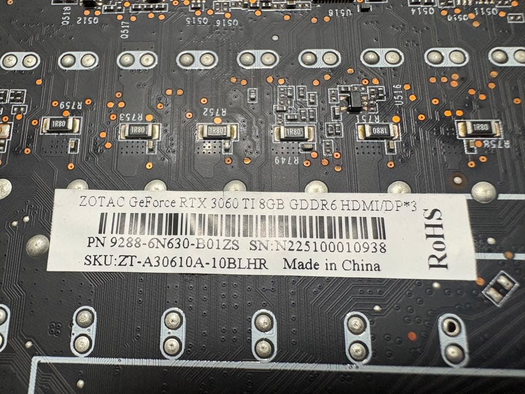 【ジャンク品】 GeForce RTX 3060 Ti 8GB GPU