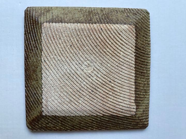 河本太郎作　流砂条文角皿 　共箱、共布、経歴付