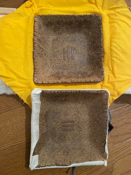 河本太郎作　流砂条文角皿 　共箱、共布、経歴付