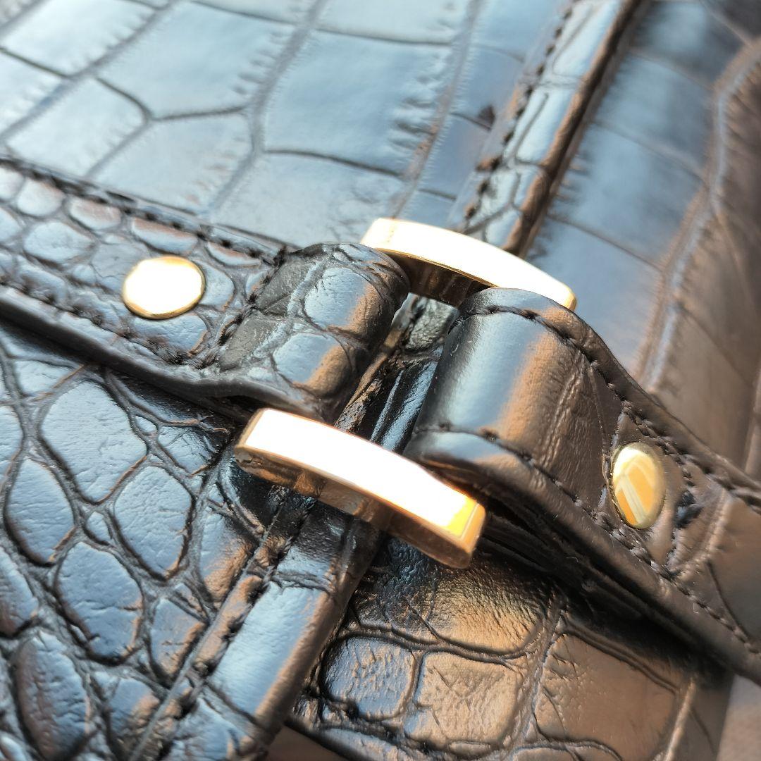 美品 SWANY スワニー クロコ型押し キャリーバッグ ケース 黒 2way