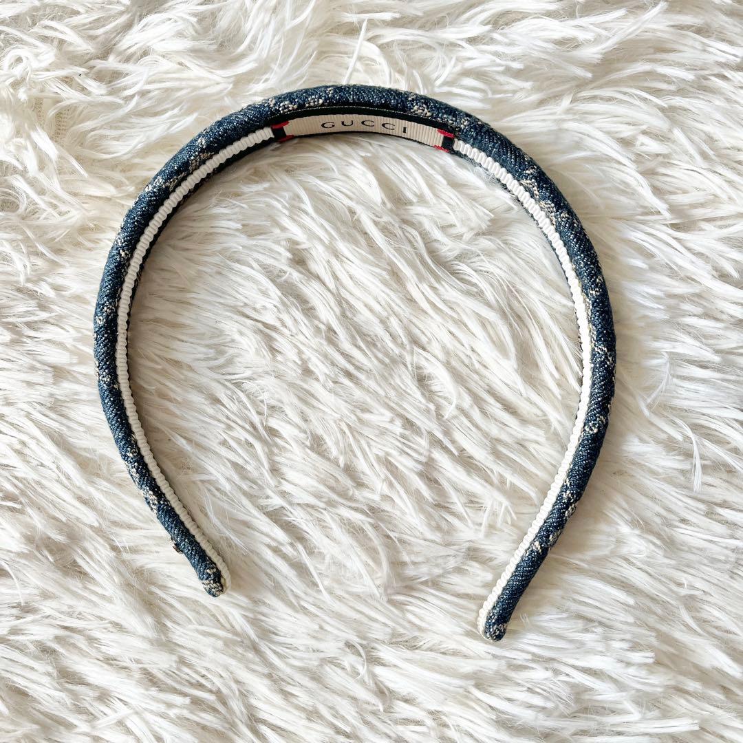 GUCCI エコ ウォッシュドデニム ヘアバンド　GG ジャカード　デニム