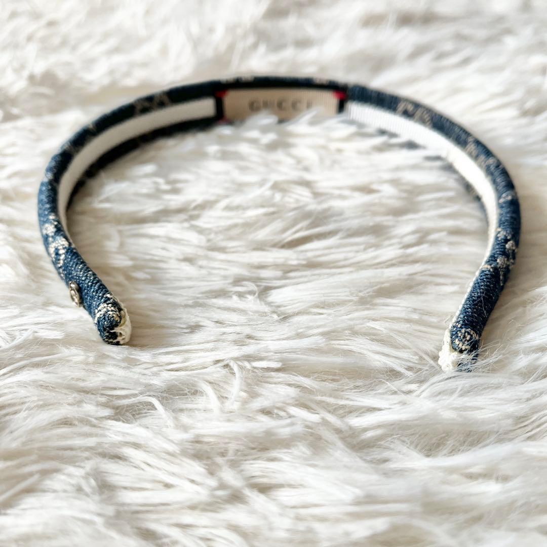 GUCCI エコ ウォッシュドデニム ヘアバンド　GG ジャカード　デニム