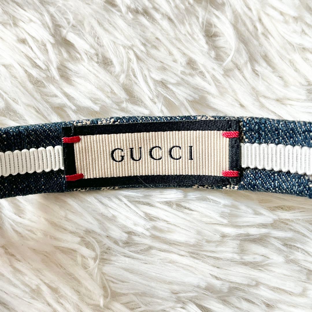 GUCCI エコ ウォッシュドデニム ヘアバンド　GG ジャカード　デニム