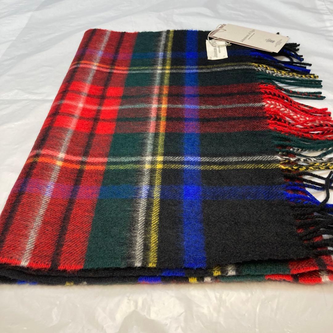 新品 ジョンストンズ カシミヤ100％ 中判ストール ブラックスチュアート