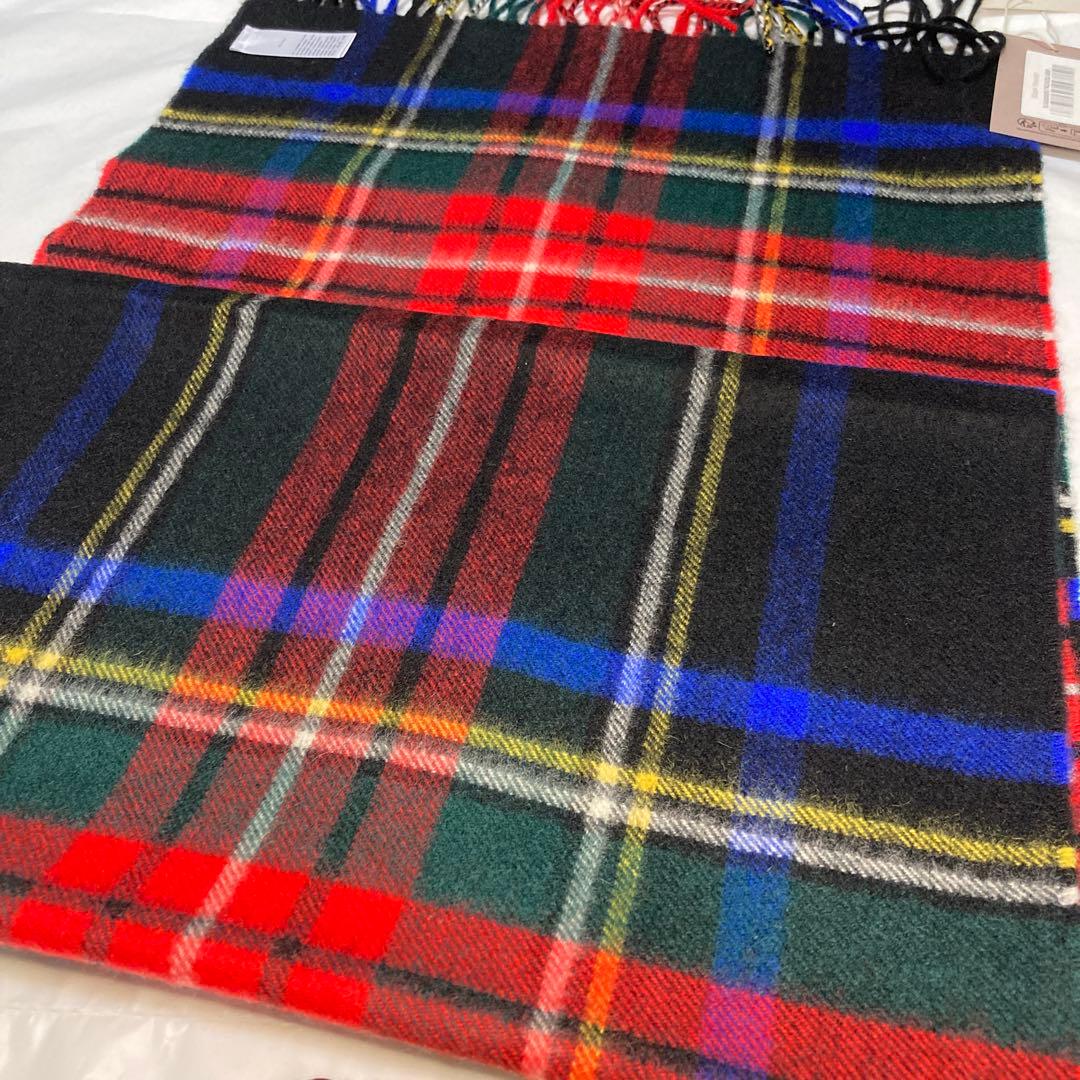 新品 ジョンストンズ カシミヤ100％ 中判ストール ブラックスチュアート