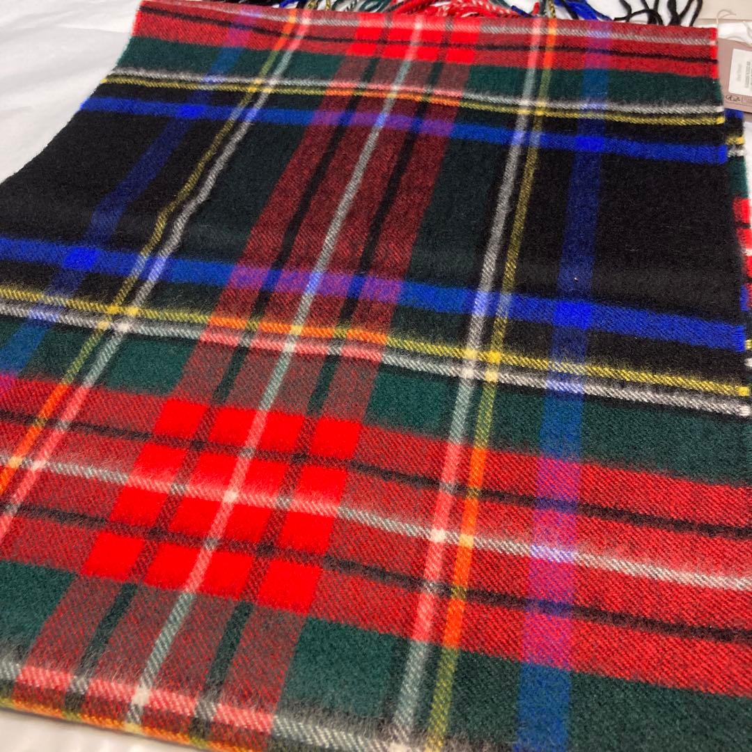 新品 ジョンストンズ カシミヤ100％ 中判ストール ブラックスチュアート