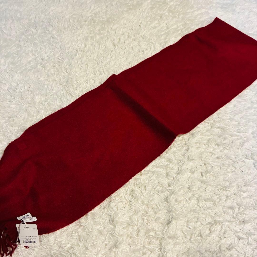 【新品タグ付き】ジョンストンズ オブ エルガン カシミヤ100% マフラー 赤系