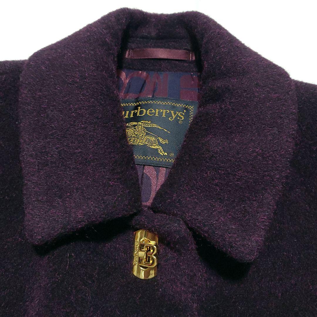 極希少 BURBERRY　ロングコート モヘヤ 比翼ボタン 裏地総柄 B金具 紫