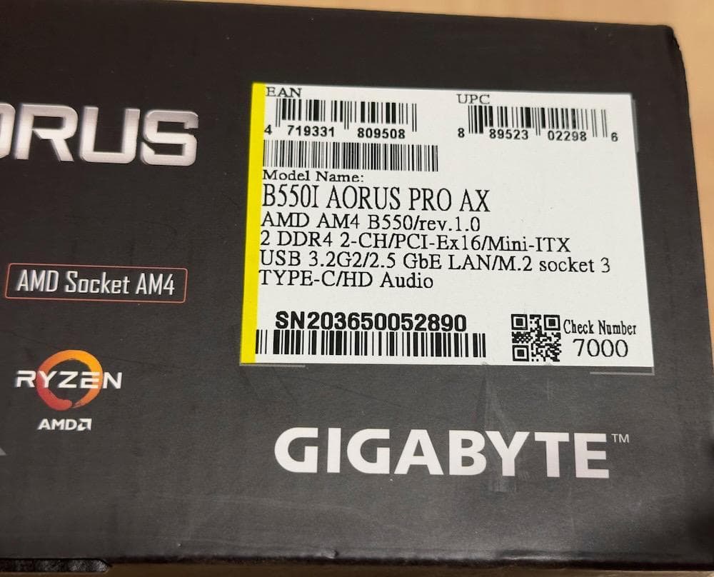[美品] GIGABYTE B550I AORUS PRO AX 1.0