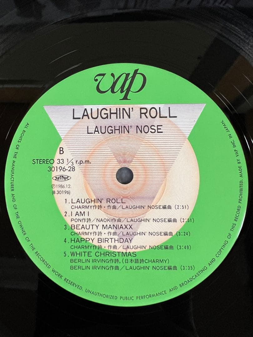 1986年 ラフィンノーズ LAUGHIN’ ROLL 美盤 LP VAP盤