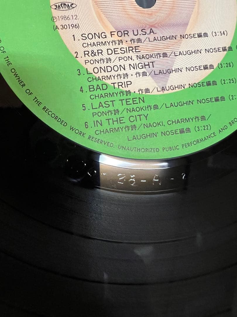 1986年 ラフィンノーズ LAUGHIN’ ROLL 美盤 LP VAP盤