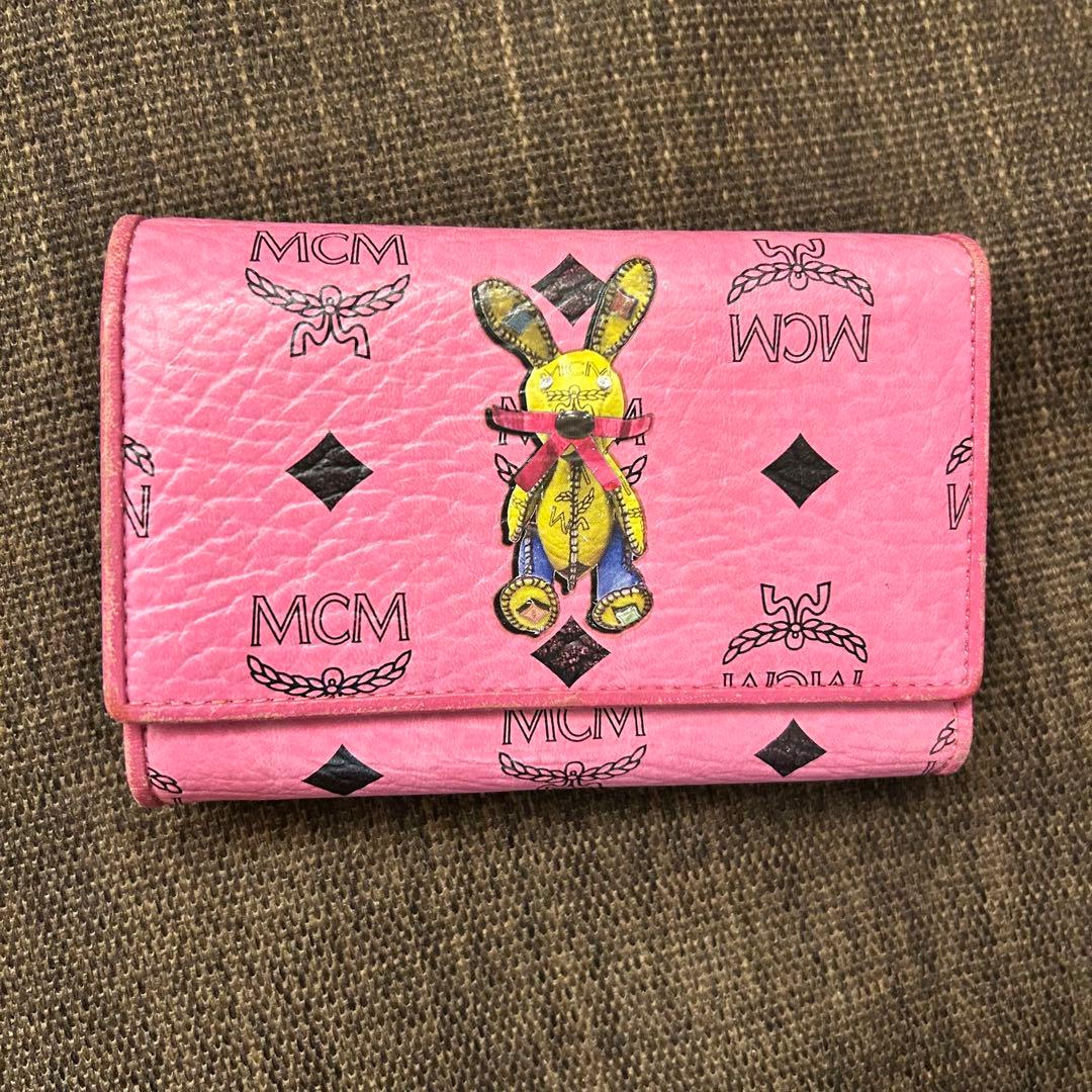 MCM 三つ折り財布 ピンク ラビット うさぎ 韓国ロッテ免税店購入収納たっぷり