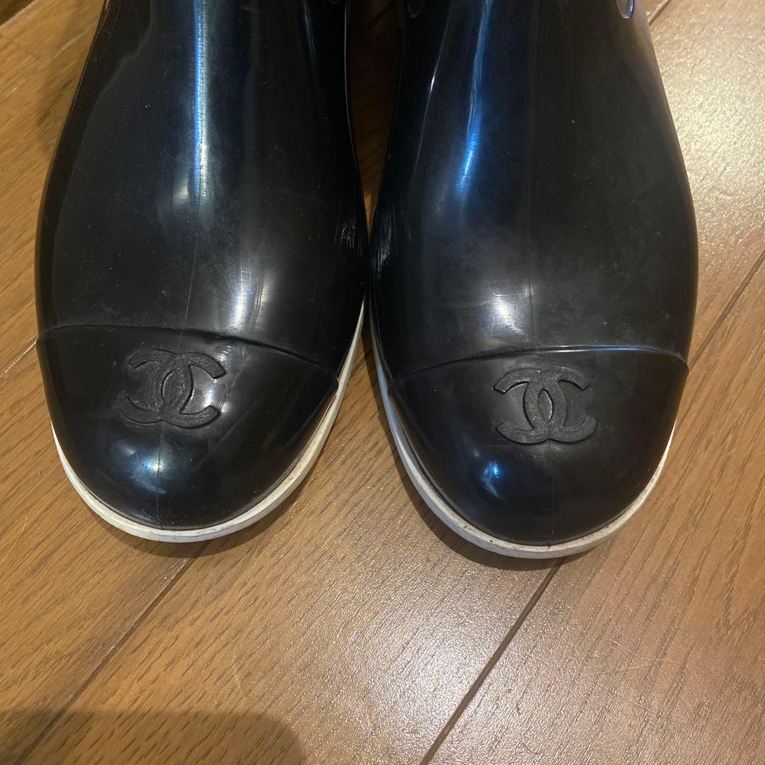CHANEL シャネル　黒　レインブーツ　長靴　37