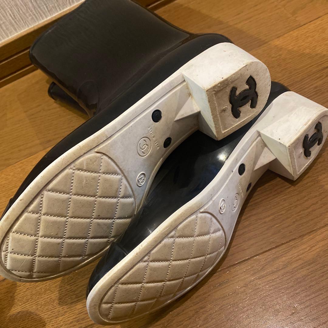 CHANEL シャネル　黒　レインブーツ　長靴　37