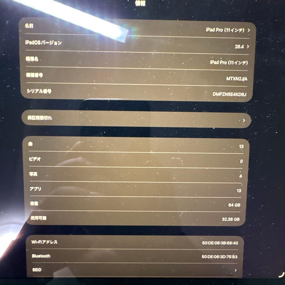 【本日のみ】11インチiPad Pro (第1世代) 64GBスペースグレイ