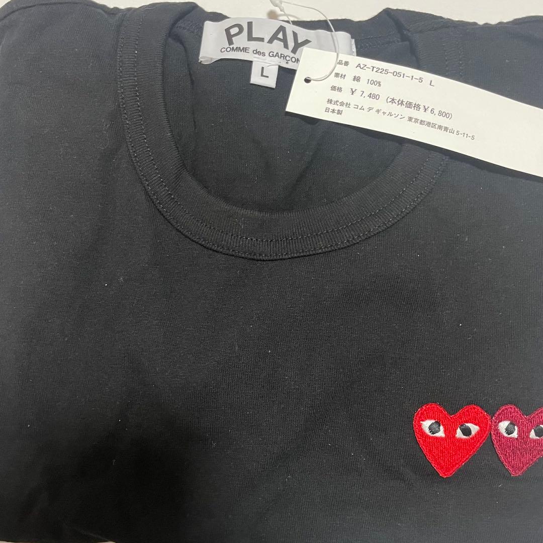 【新品タグ付/即購入OK】PLAY コムデギャルソン ダブルハート Tシャツ L
