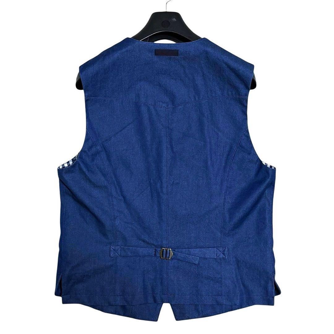 定価12万 パパス 羊革 インディゴデニム パッチワーク 加工 ベスト 48