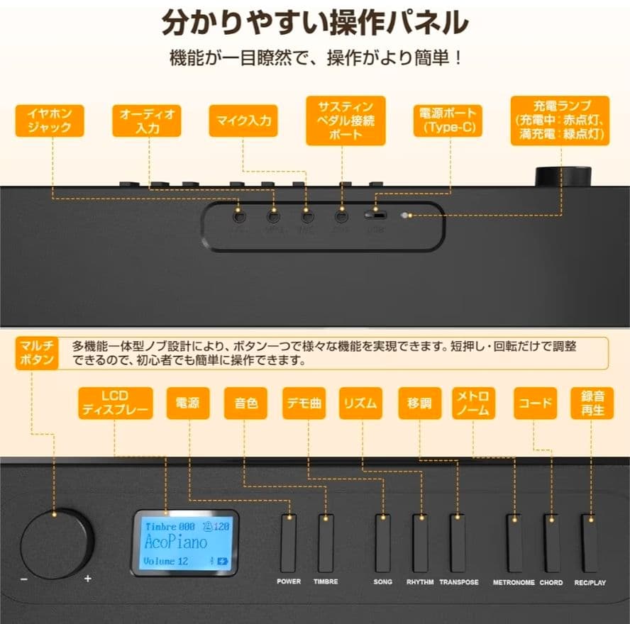【新品未使用】折畳み電子ピアノAcoustic Piano