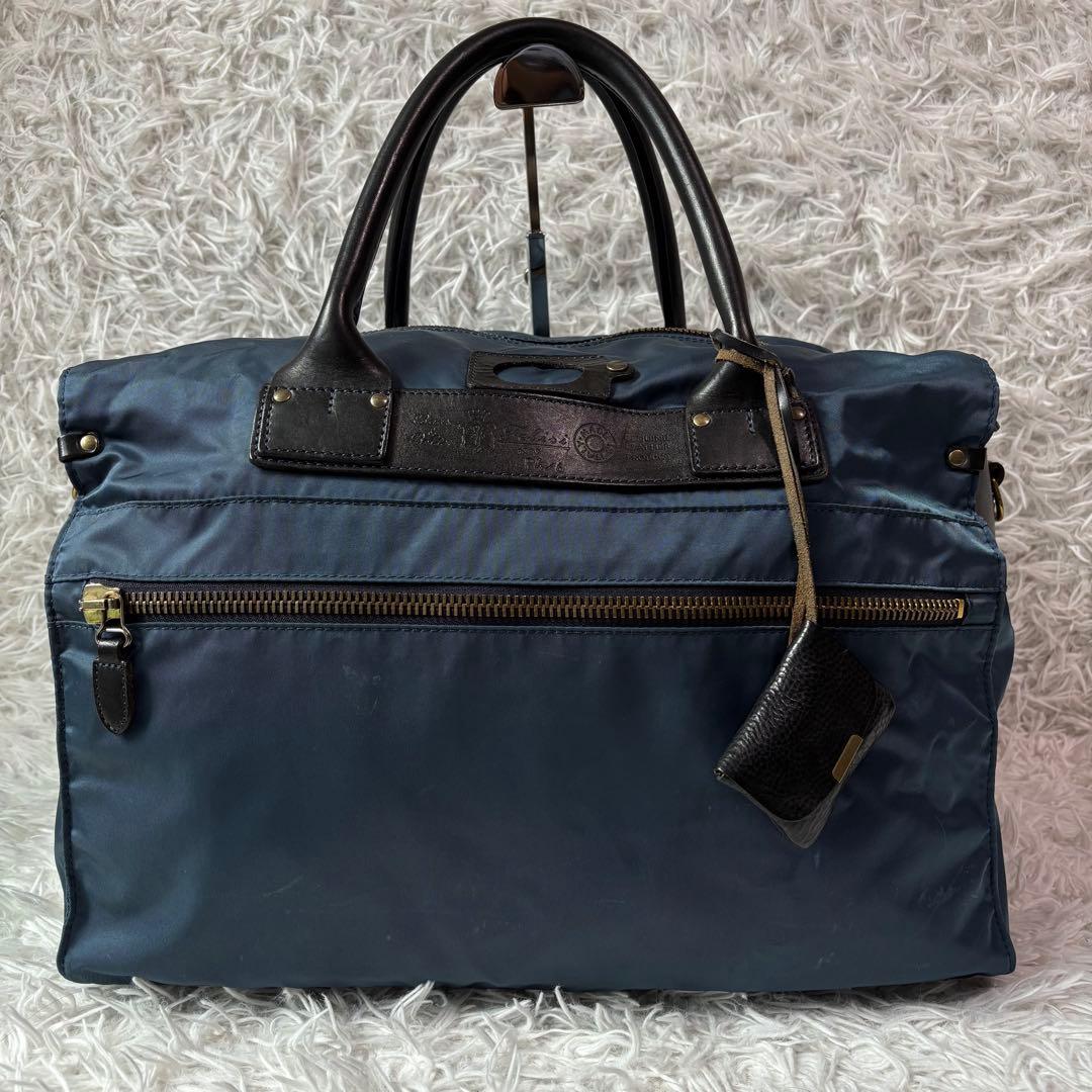 極美品/別売の底板付✨フェリージ ボストンバッグ 2way 大容量 P4 青