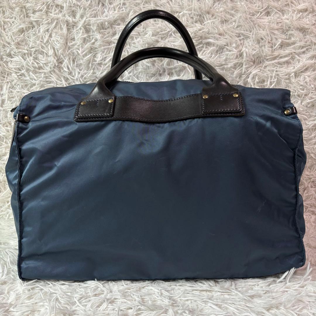 極美品/別売の底板付✨フェリージ ボストンバッグ 2way 大容量 P4 青