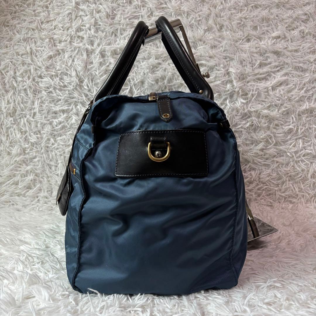 極美品/別売の底板付✨フェリージ ボストンバッグ 2way 大容量 P4 青
