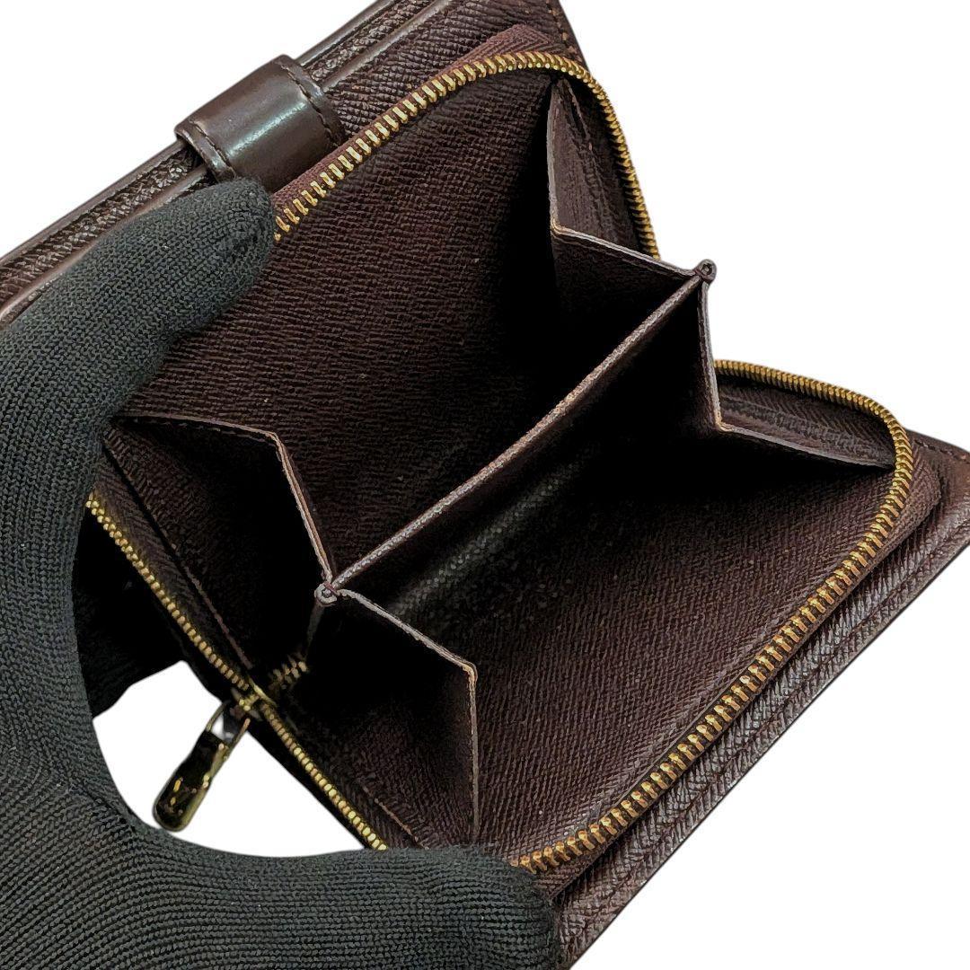 良品 ルイヴィトン ダミエ エベヌ コンパクトジップ 折り財布 コンパクト財布