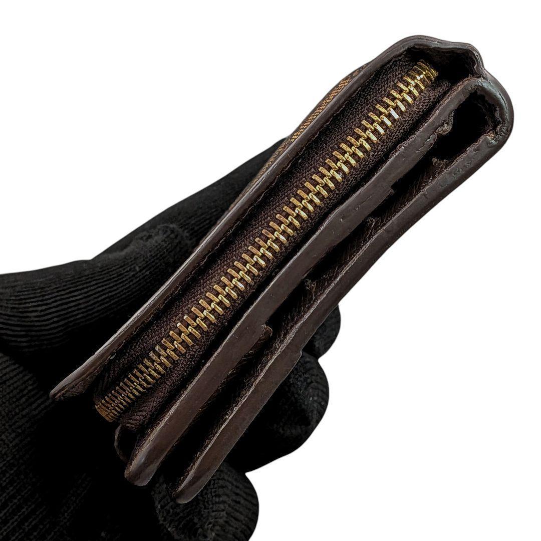 良品 ルイヴィトン ダミエ エベヌ コンパクトジップ 折り財布 コンパクト財布