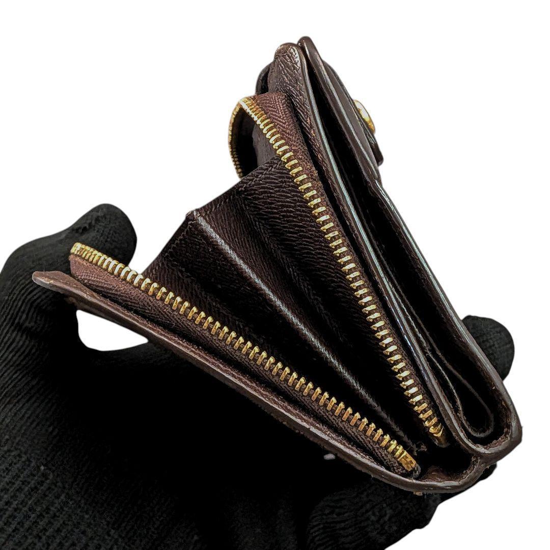 良品 ルイヴィトン ダミエ エベヌ コンパクトジップ 折り財布 コンパクト財布