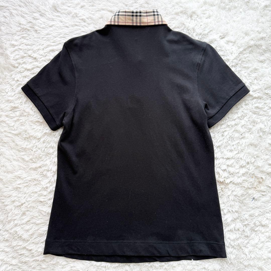 Burberry チェック襟 ポロシャツ XL 大きいサイズ　黒