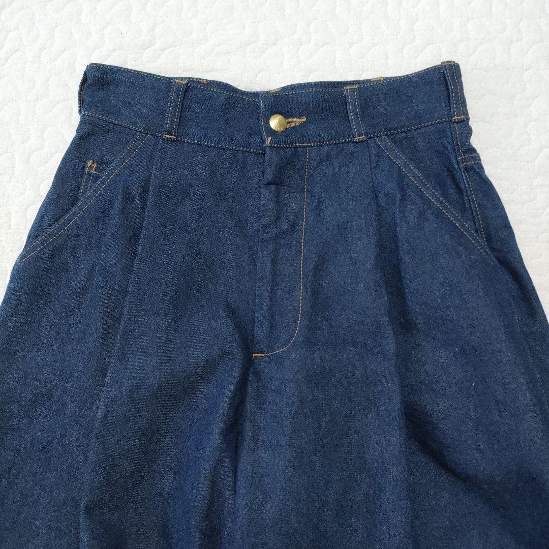 美品✨THE RERACS　ハイウエストタックワイドパンツ　インディゴ　38