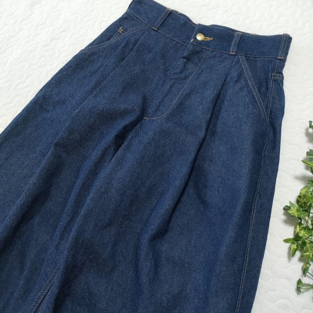 美品✨THE RERACS　ハイウエストタックワイドパンツ　インディゴ　38